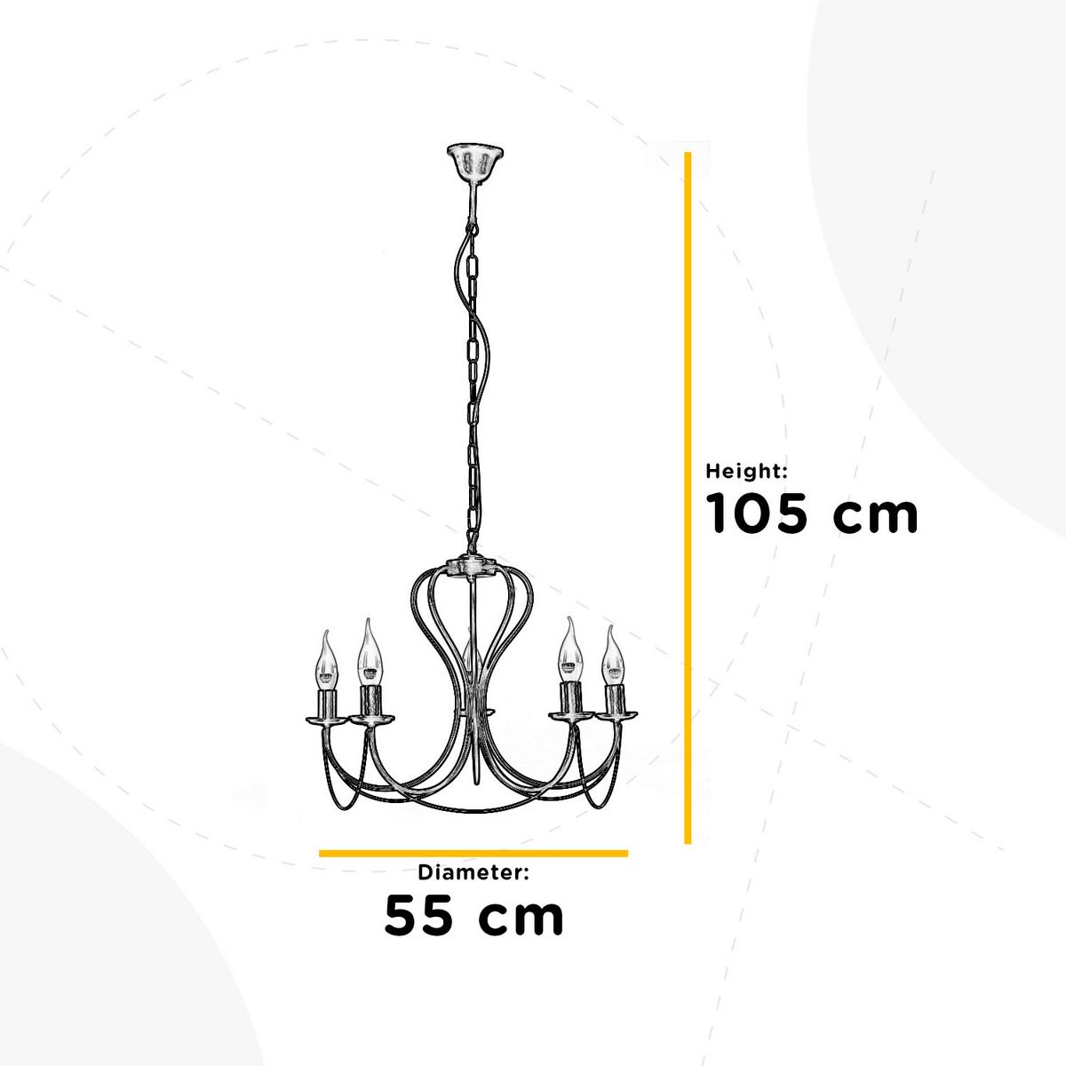 Kronleuchter 4236/5a - Weiß, KONVENTIONELL, Metall (55/105cm)