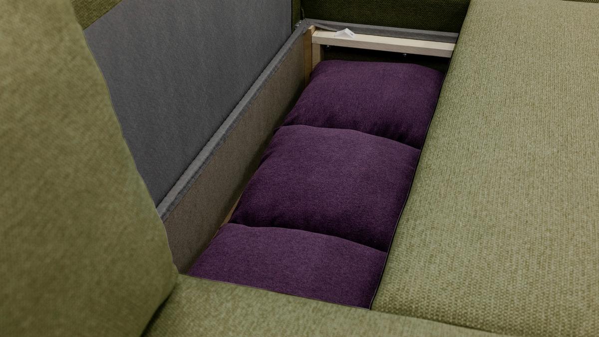 Wohnlandschaft Pharell Mit Schlaffunktion Olivgrün - Schwarz/Olivgrün, Basics, Textil (155/297/155cm) - Livetastic