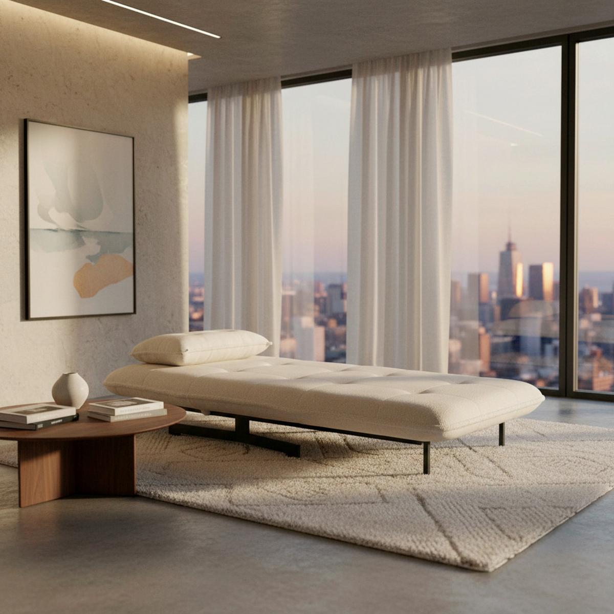 Rozkládací křeslo LUNA, bílé buklé, max.120 kg - bílá/černá, Moderní, kov/textil (92/86/80cm) - Bessagi Home