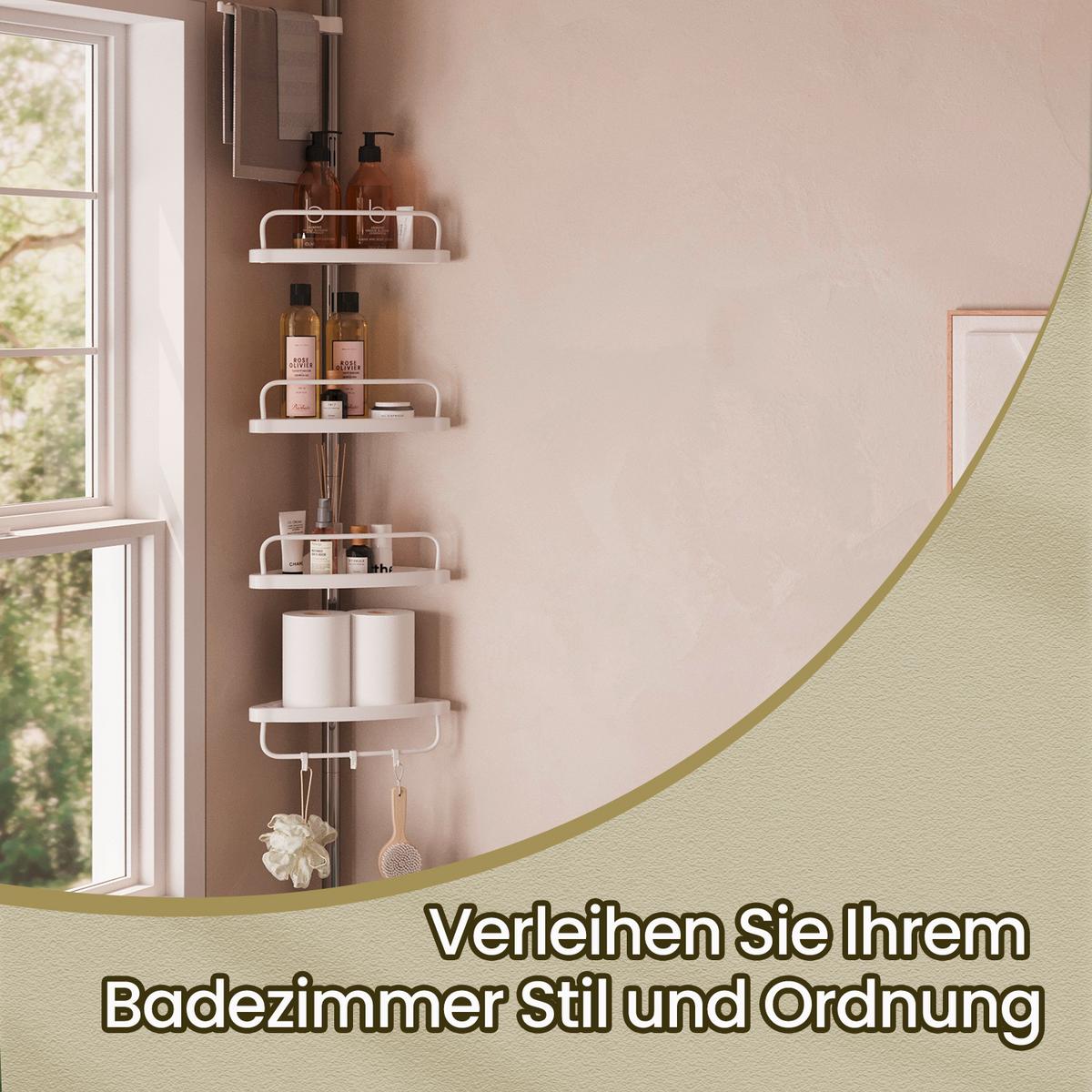 Duschregal Weiß B: 35 cm - Weiß, Basics, Kunststoff/Metall (35/95-300/25cm)