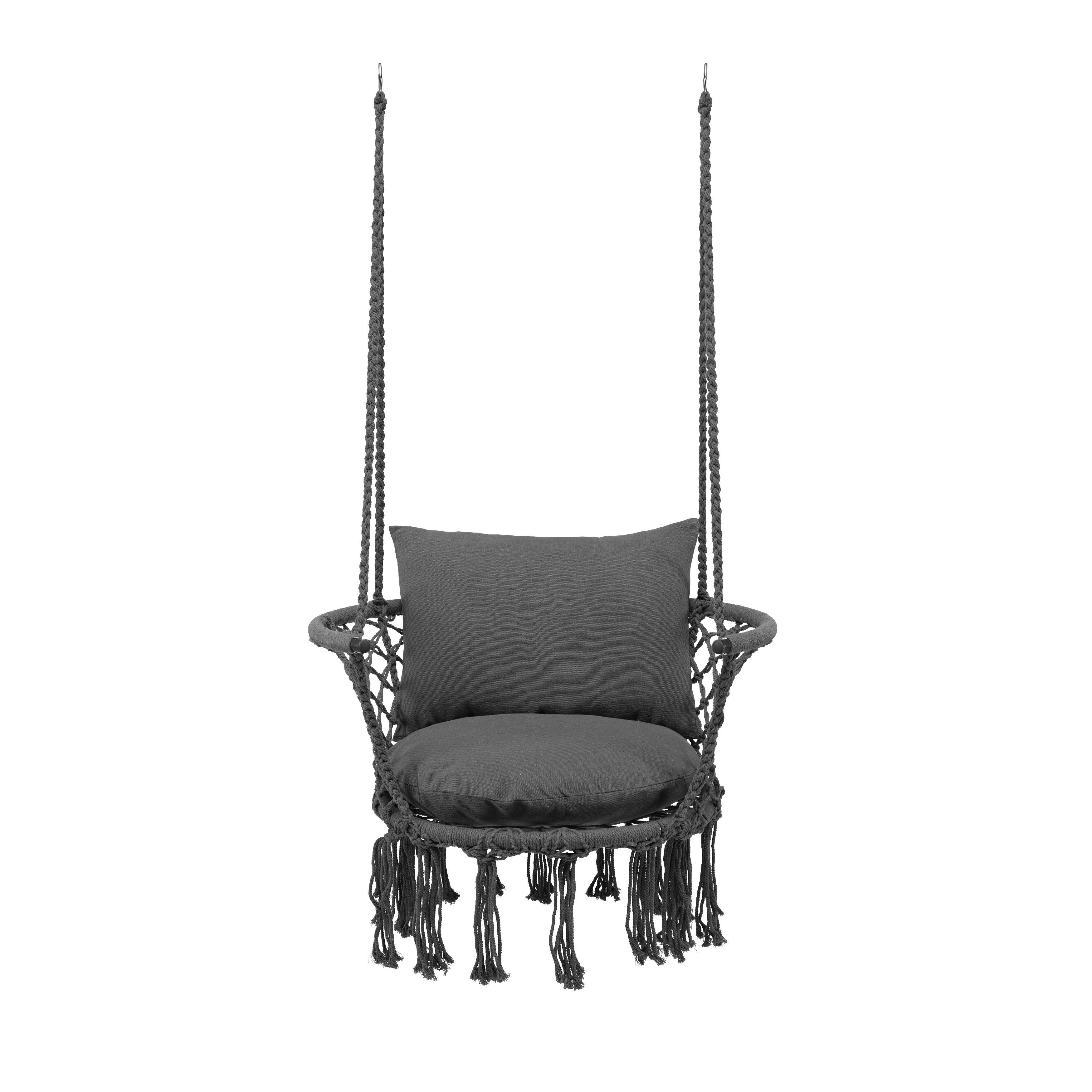 Závěsné Křeslo Lini Šedá - šedá, Moderní, kov/textil (80/120/60cm) - Bessagi Garden