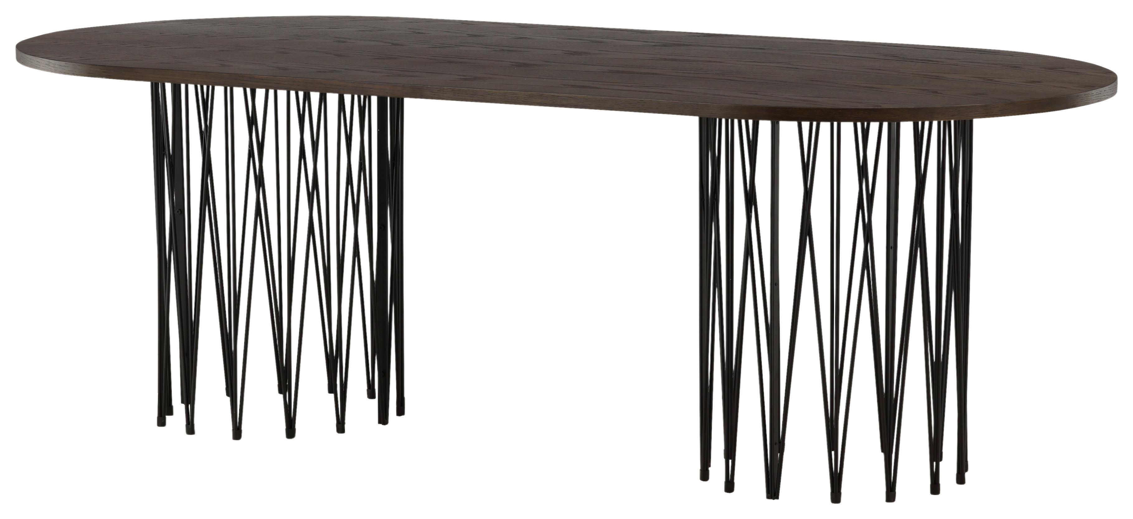 Esstisch Stone - Dunkelbraun/Schwarz, Design, Holz/Metall (220/100/74cm) - Livetastic