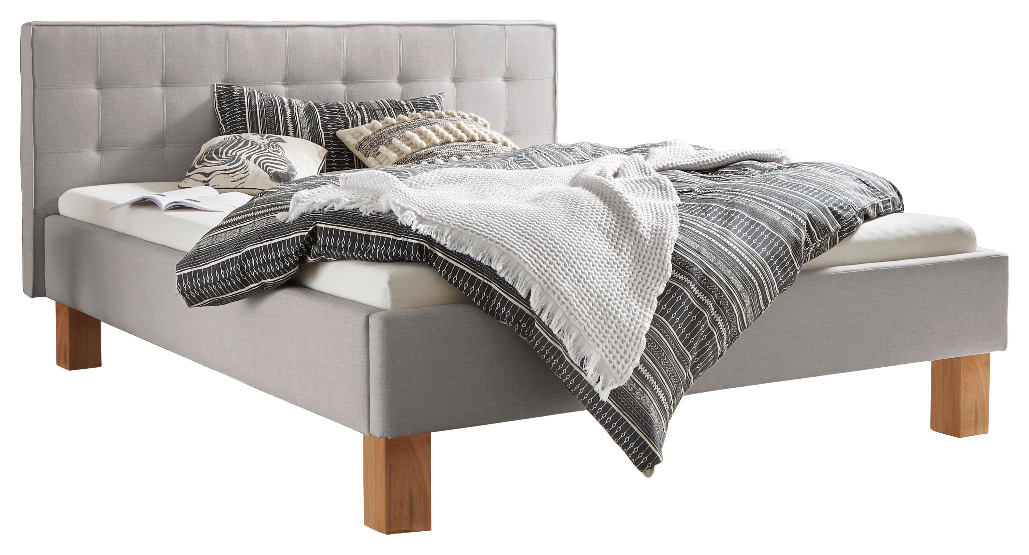 Polsterbett Pronto Mit Gepolstertem Kopfteil 160x200 - Buchefarben/Grau, Design, Holz/Textil (160/200cm) - Hasena