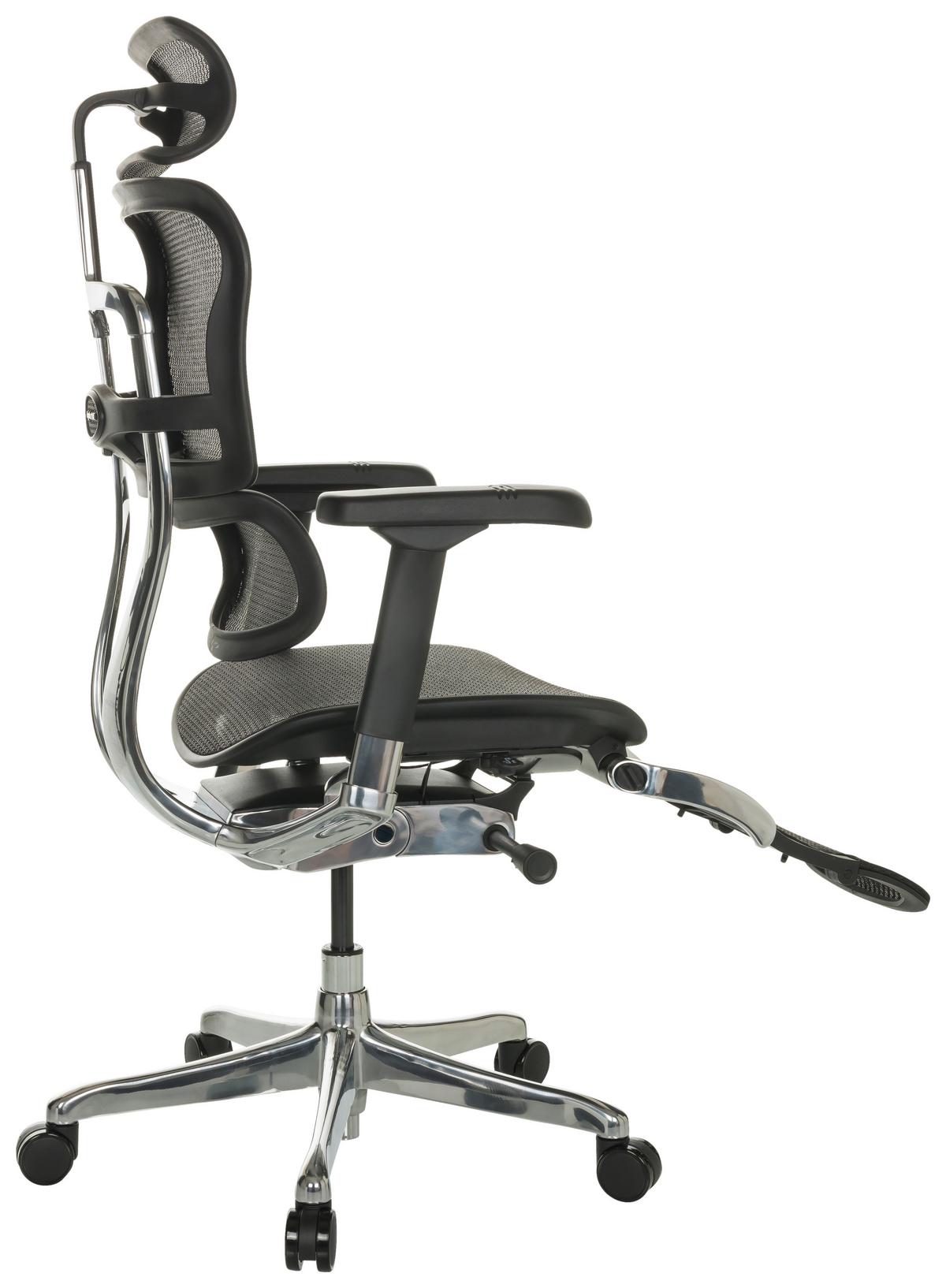 Drehstuhl Ergohuman Plus Legpro I - Schwarz/Grau, Basics, Kunststoff/Textil (68/118-141/64cm) - MID.YOU