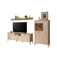 Wohnwand Fredericia Kaschmir/Eichefarben B: 285cm - Kaschmir/Eichefarben, Design, Holzwerkstoff (285/170/40cm) - MID.YOU