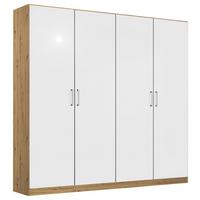 Drehtürenschrank 181 cm Berlin Eiche Dekor/Weiß - Weiß Hochglanz/Eiche Artisan, MODERN, Holzwerkstoff (181/210/54cm) - Rauch Möbel