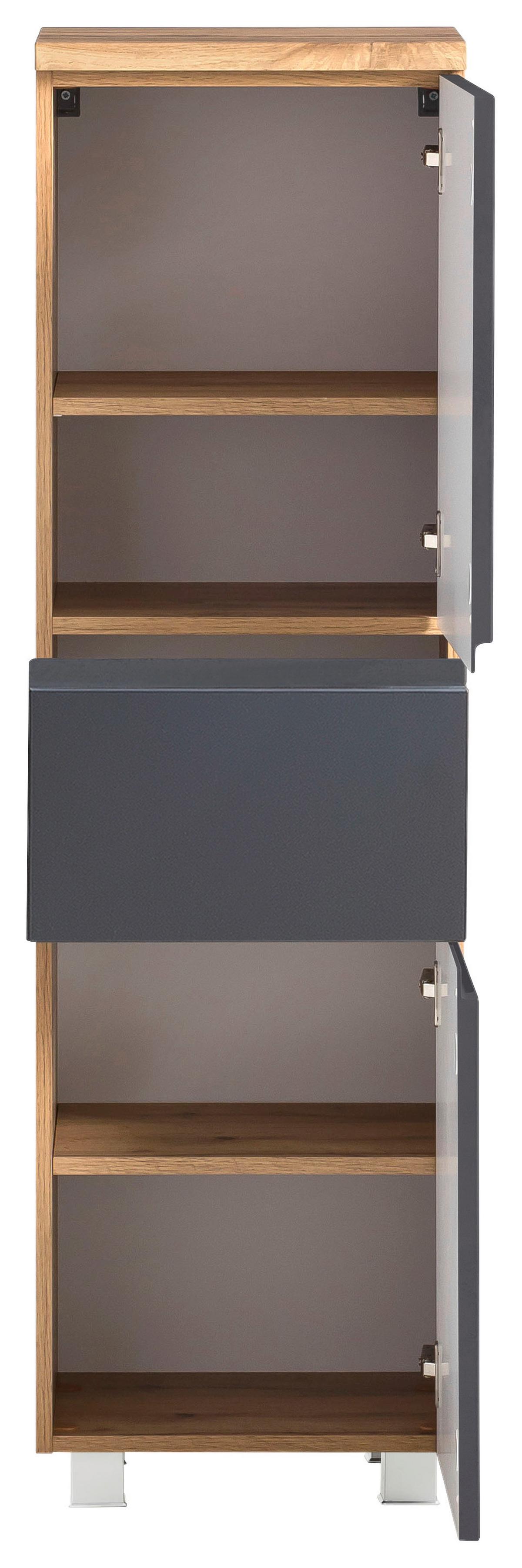 Midischrank Varese B: 40 Cm Grau/eiche Wotan - Eiche Wotan/Grau, MODERN, Holzwerkstoff (40/130/35cm) - Held