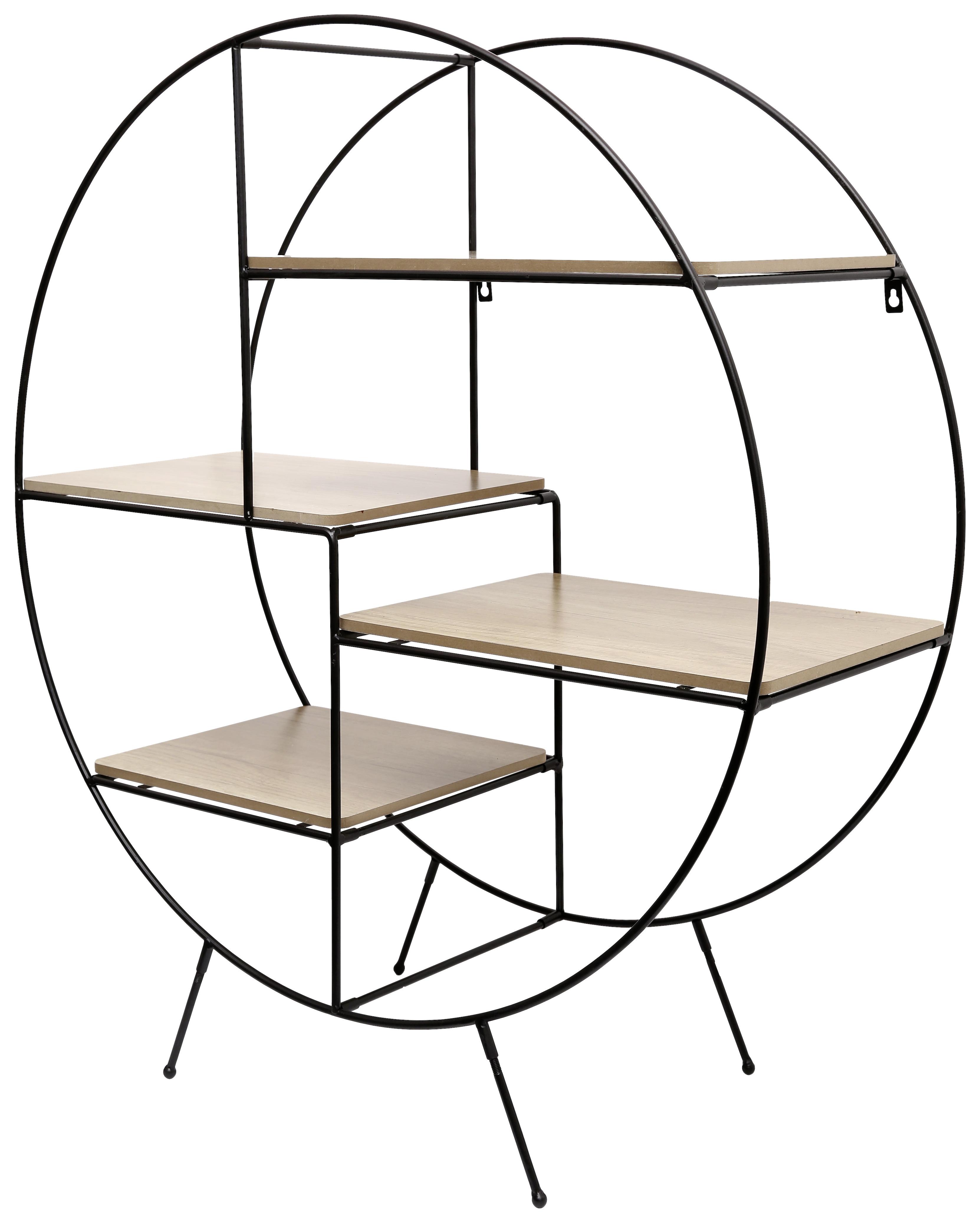 Regál Mailand 02 B992390 - prírodné farby/čierna, Moderný, kov/kompozitné drevo (80/90/30cm)