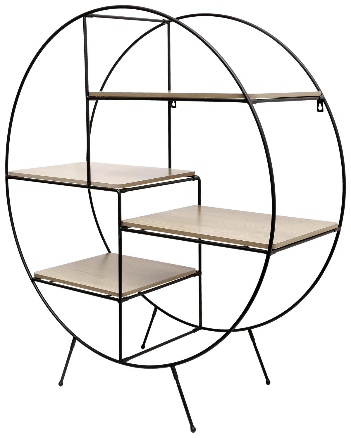 Regal Rund Mailand B: 80 Cm Naturfarben/schwarz - Schwarz/Naturfarben, MODERN, Holzwerkstoff/Metall (80/90/30cm)