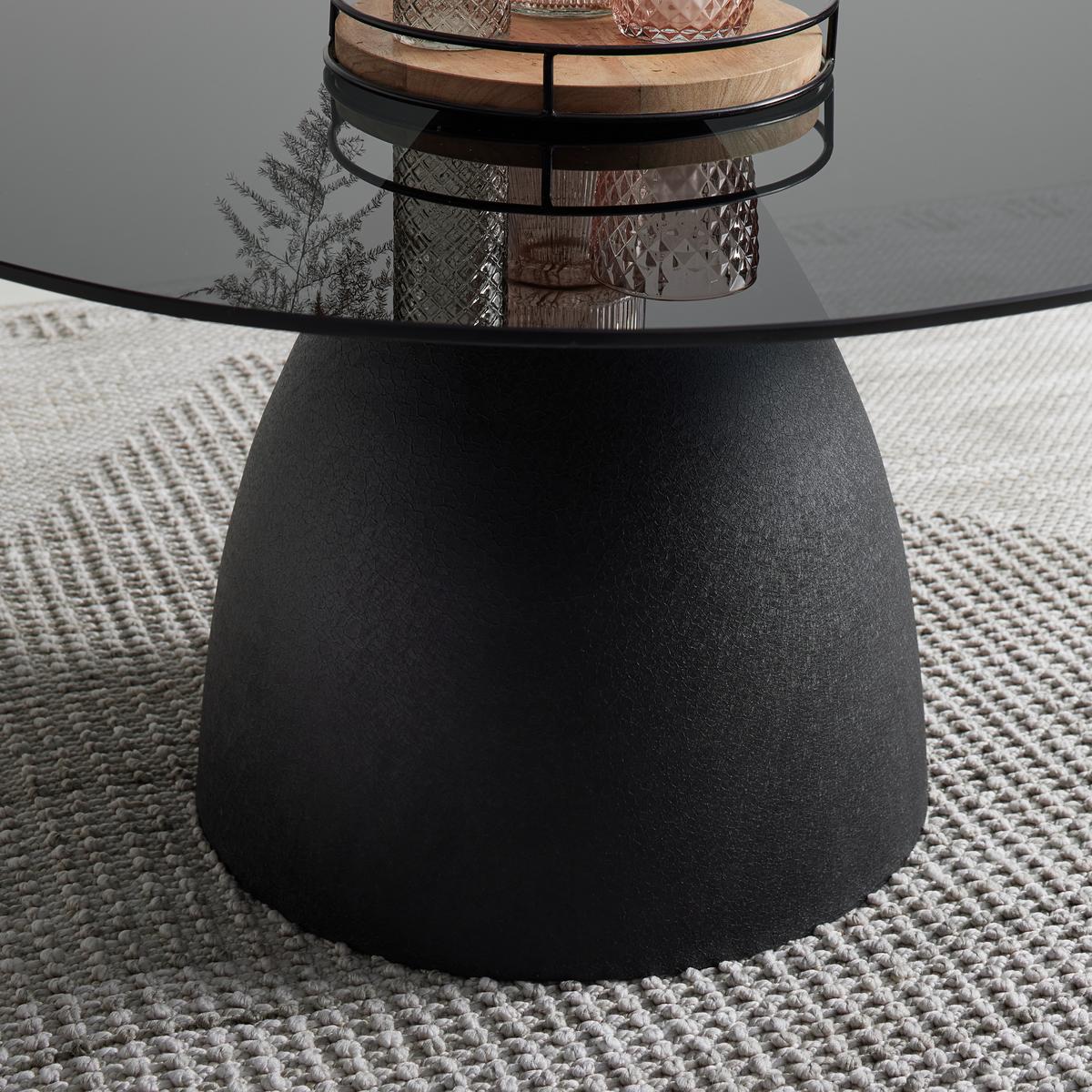 Konferenční stolek Murphy, kov/sklo, š: 86cm - černá, Moderní, kov/sklo (86/76/40cm) - Premium Living