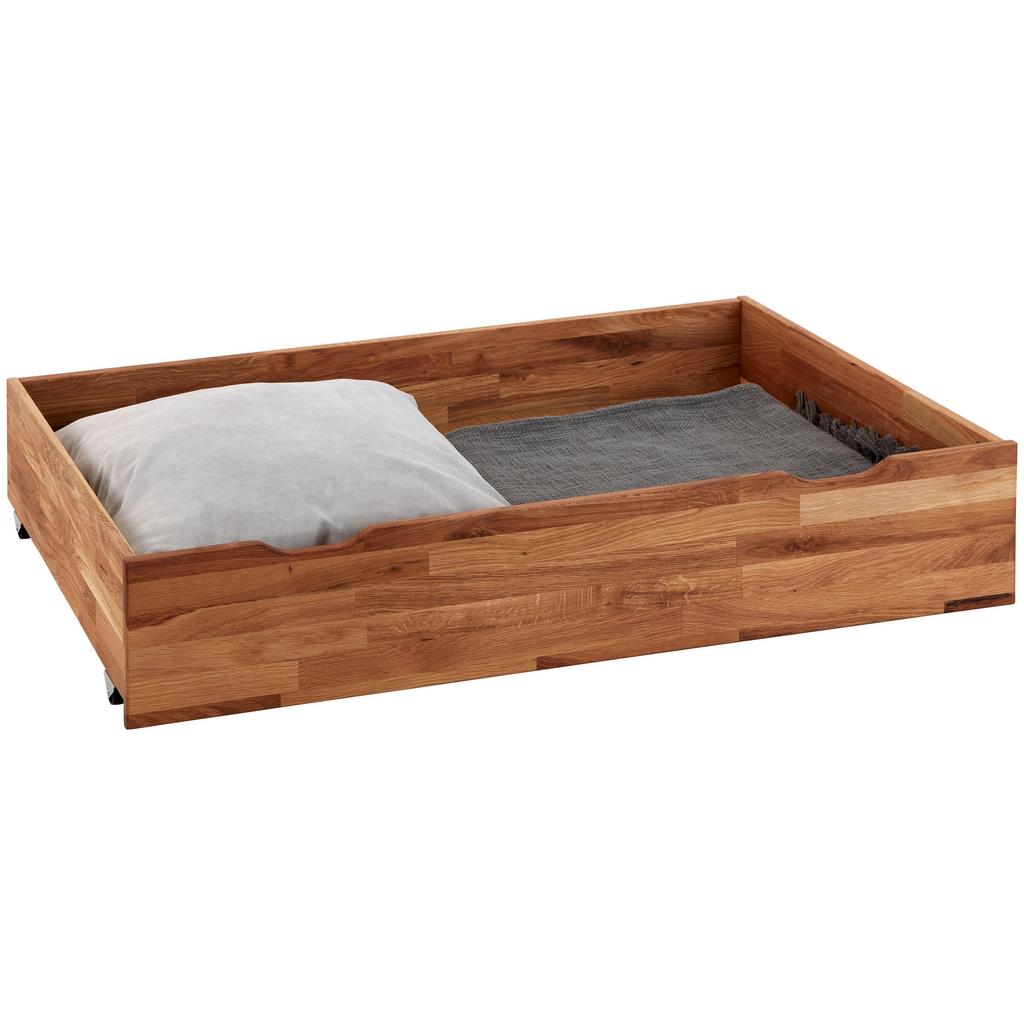 Bettkasten Malu B: 120 cm Eiche massiv mit Rollen