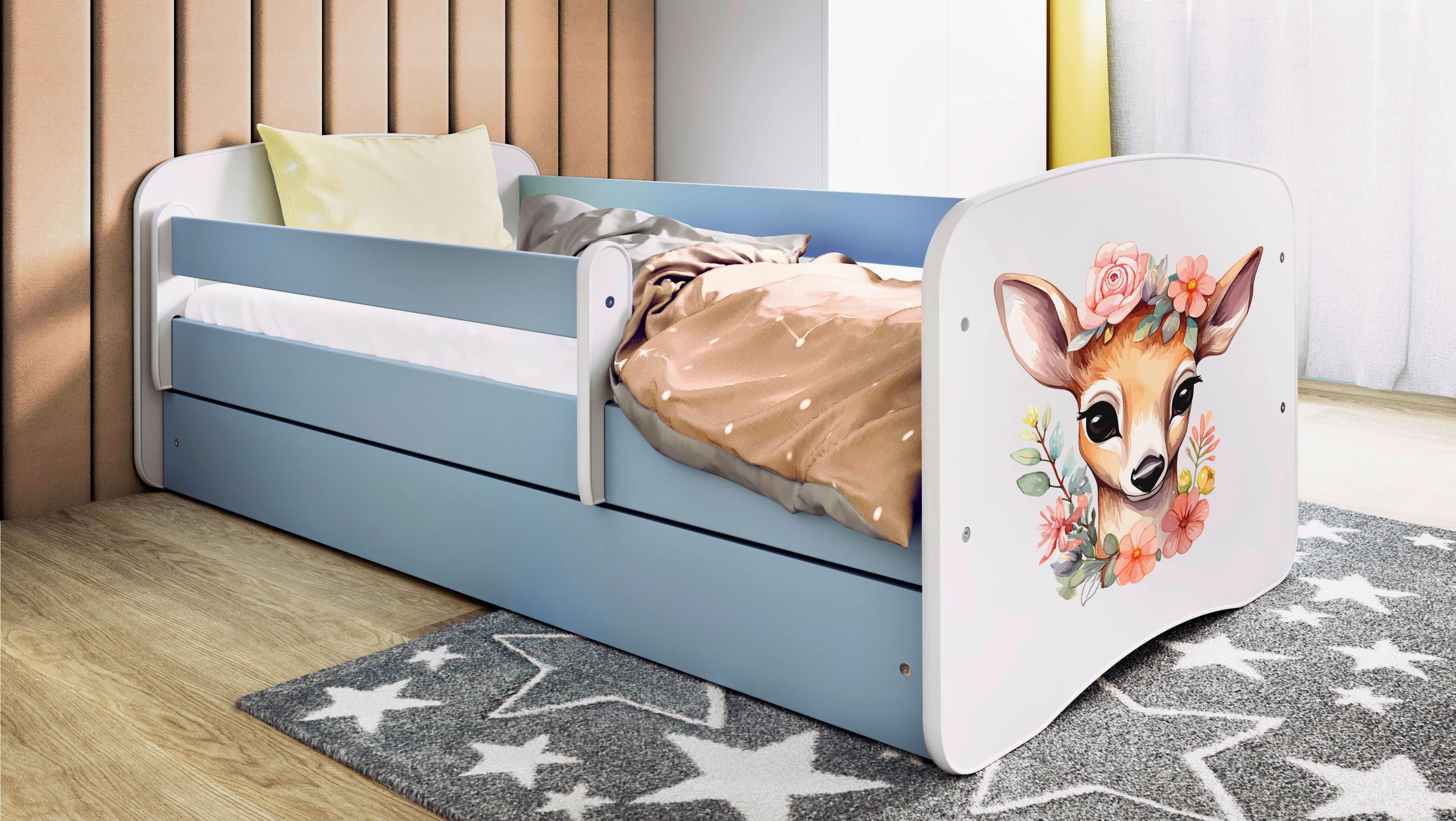 Kinder-/Juniorbett Babydreams inkl. Matratze 80x160 - Blau/Birkefarben, MODERN, Holz/Holzwerkstoff (80/160cm) - MID.YOU
