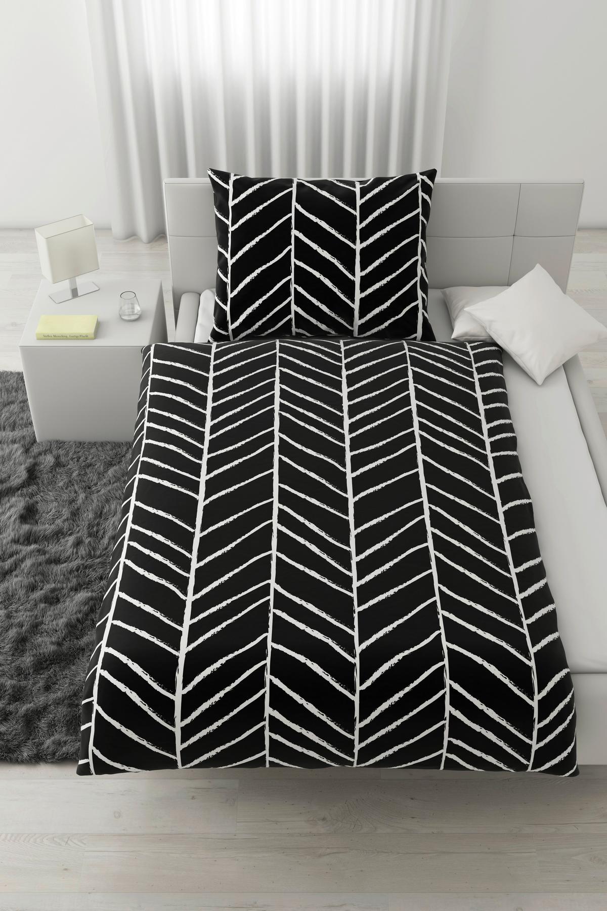 POSTEĽNÁ BIELIZEŇ Marble, 140/200cm, čierna - čierna, Konventionell, textil (140/200cm) - Modern Living