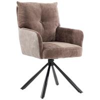 Otoční židle s područkami SOPHIE hnědá - černá/hnědá, Moderní, kov/textil (60/93/67cm) - Premium Living