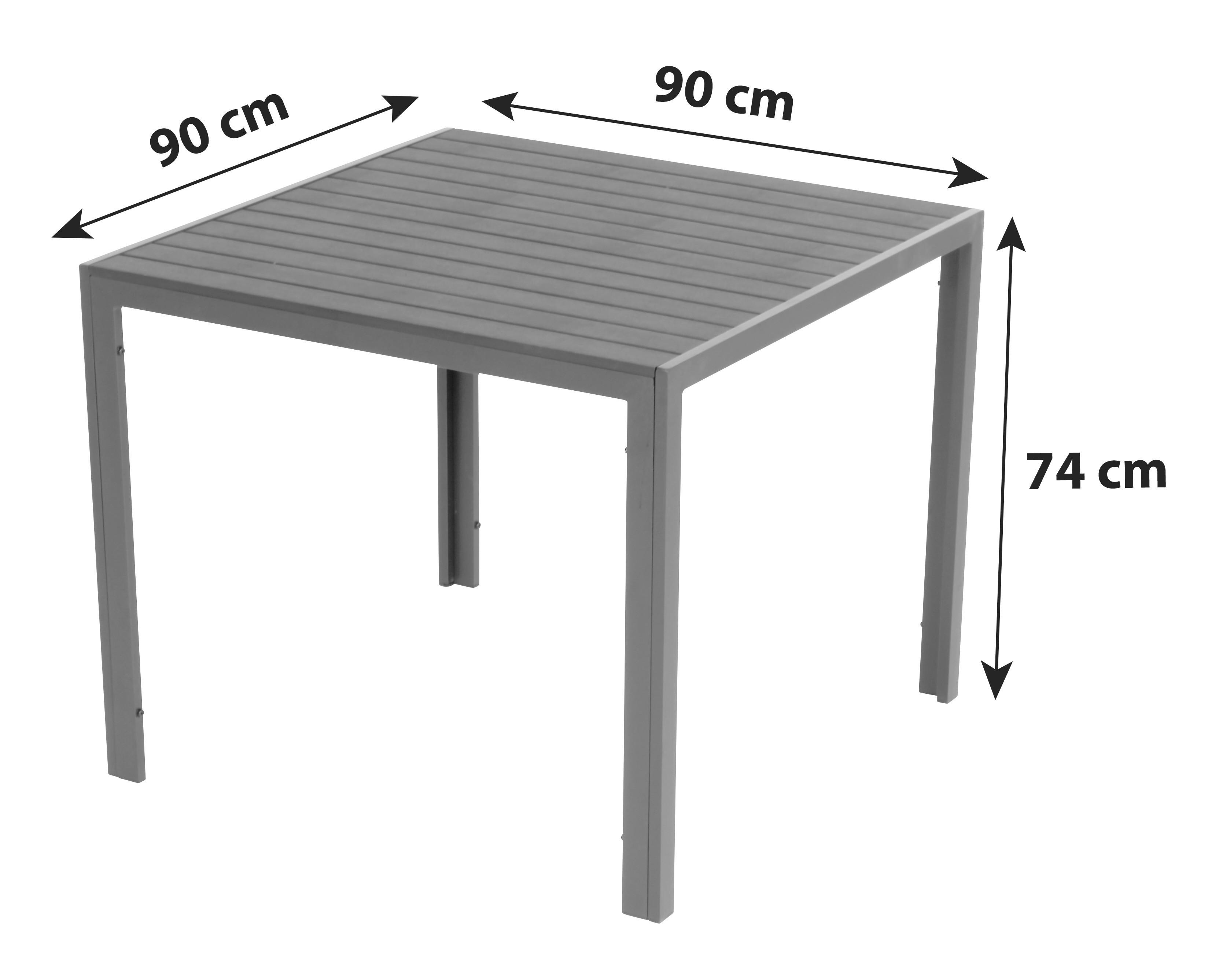 Gartentisch Milano Metall/ Kunststoff L: 90 cm - Dunkelgrau/Schwarz, MODERN, Kunststoff/Metall (90/74/90cm) - Beldano