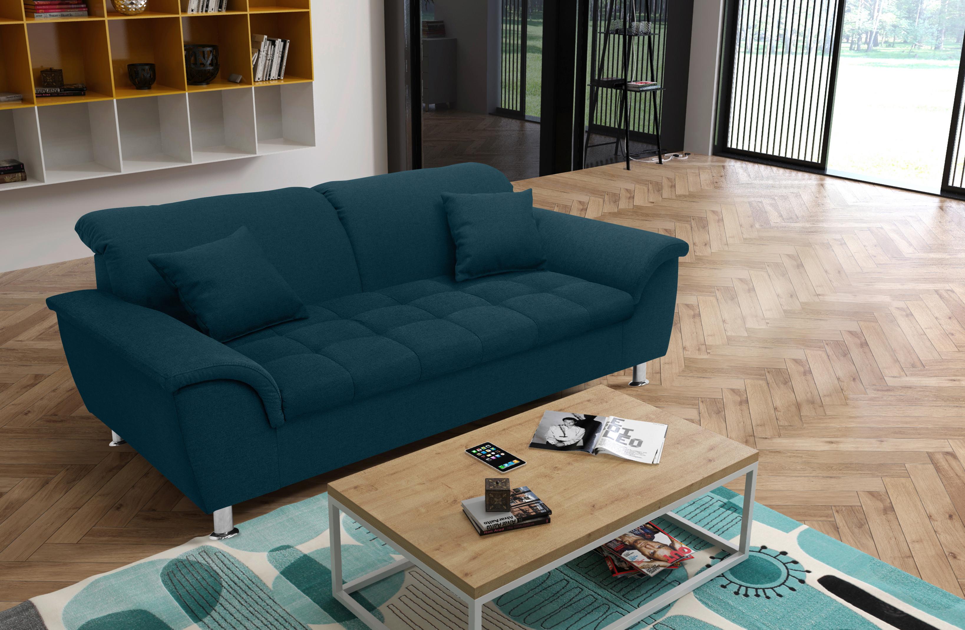 2-sitzer-sofa Franzi Petrol Webstoff - Chromfarben/Dunkelblau, KONVENTIONELL, Textil (210/81/97cm) - MID.YOU