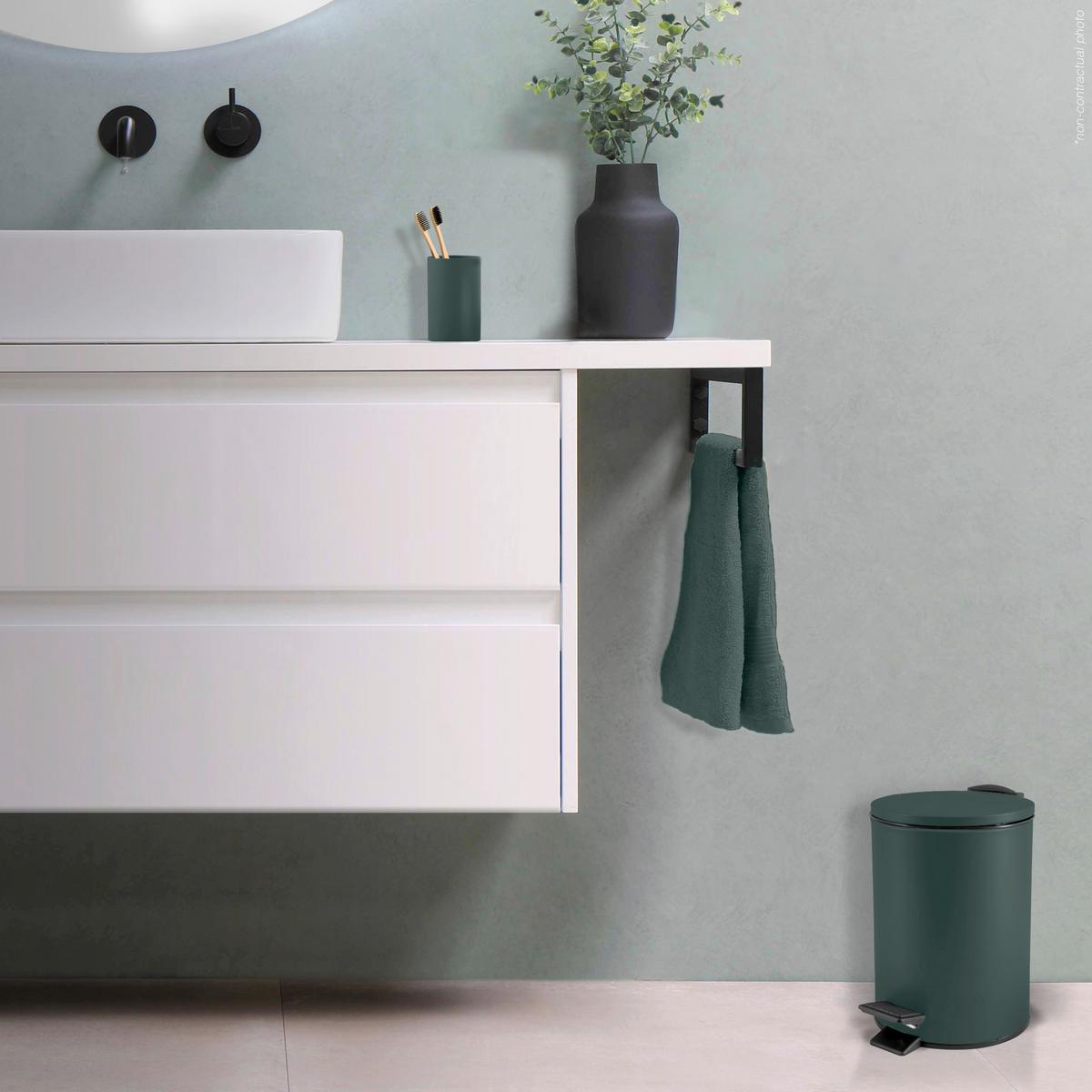 TRETEIMER ADELAR - Dunkelgrün/Schwarz, Basics, Kunststoff/Metall (16.80/16.80/25.00cm) - Spirella