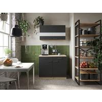 Buffet Merle Schwarz, Eiche Dekor B: 100 Cm - Eichefarben/Schwarz, Basics, Glas/Holzwerkstoff (100/200/60cm) - Respekta