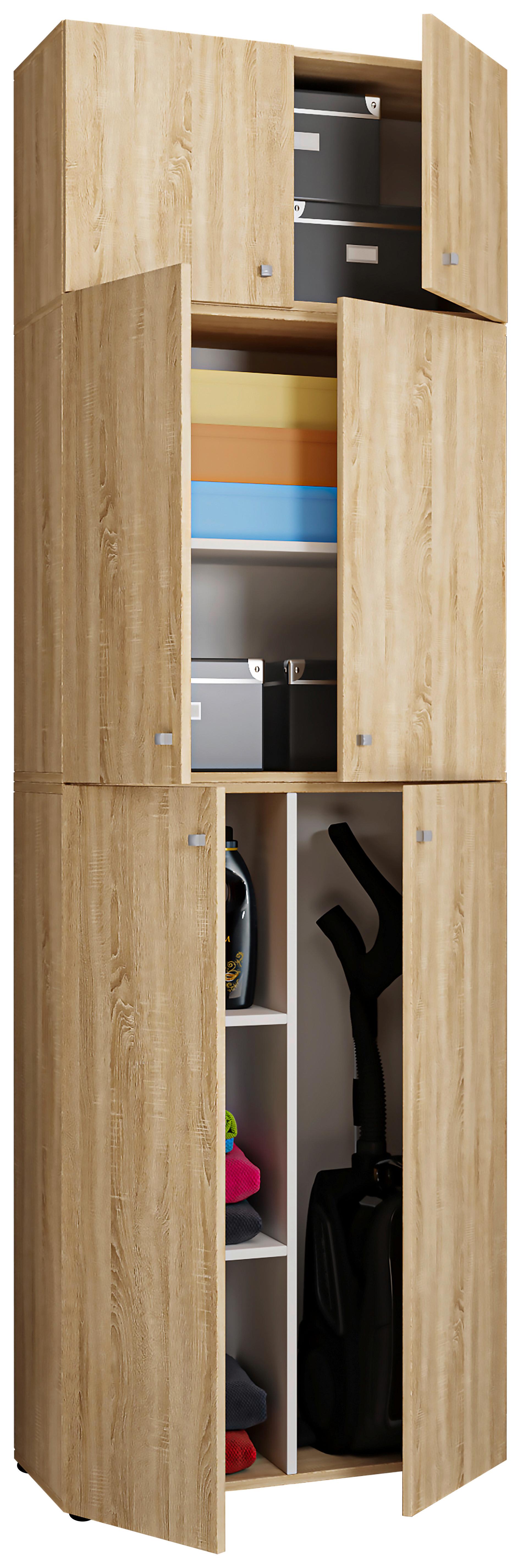 Mehrzweckschrank Lona XXL Eiche Dekor BxH: 70/223 cm - Schwarz/Sonoma Eiche, MODERN, Holzwerkstoff (70/223/39cm) - MID.YOU