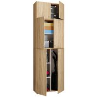 Mehrzweckschrank Lona Xxl Eiche Dekor Bxh: 70/223 Cm - Schwarz/Sonoma Eiche, MODERN, Holzwerkstoff (70/223/39cm) - MID.YOU