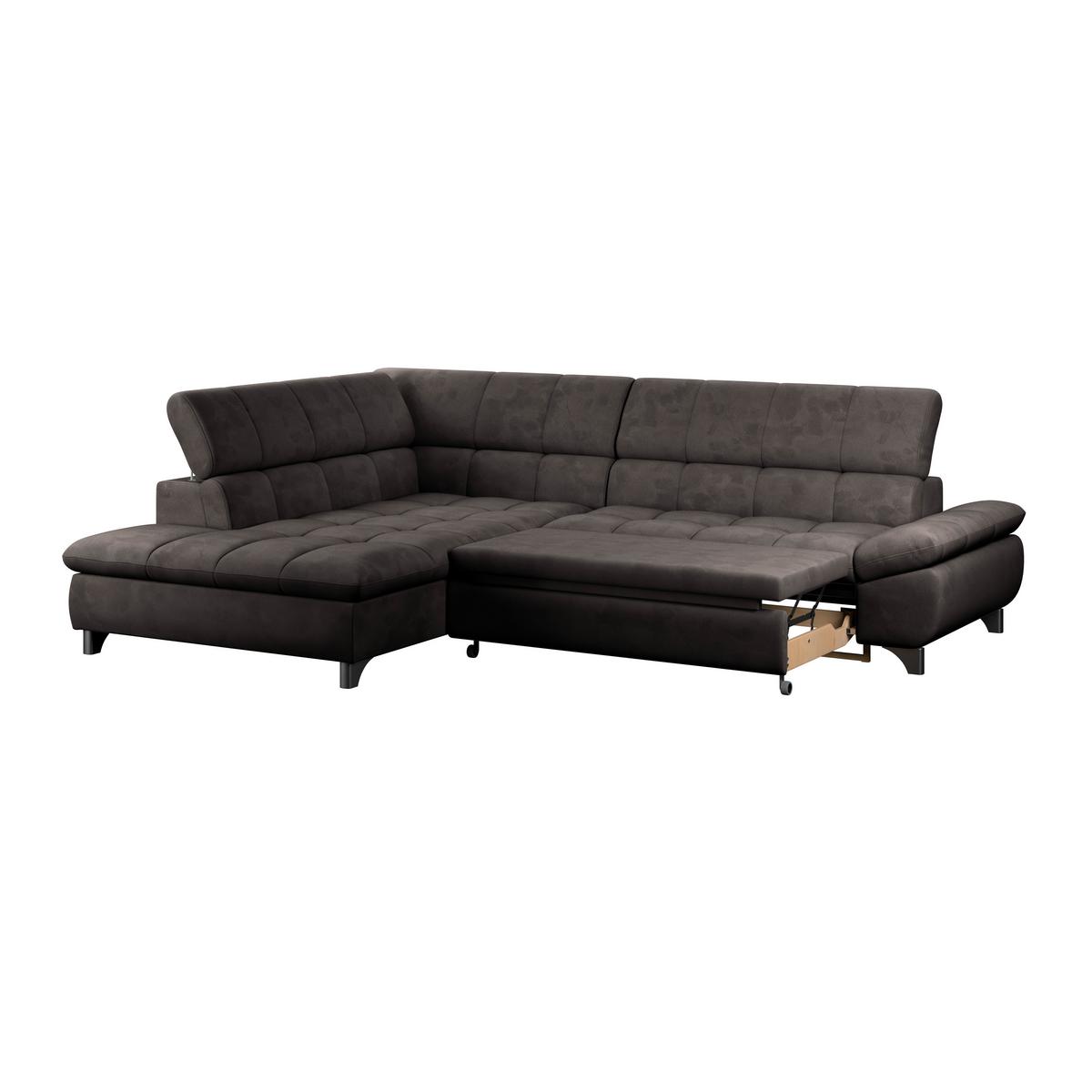 Ecksofa Gemini Dunkelbraun, B: 234cm - Chromfarben/Graubraun, KONVENTIONELL, Textil (234/312cm)
