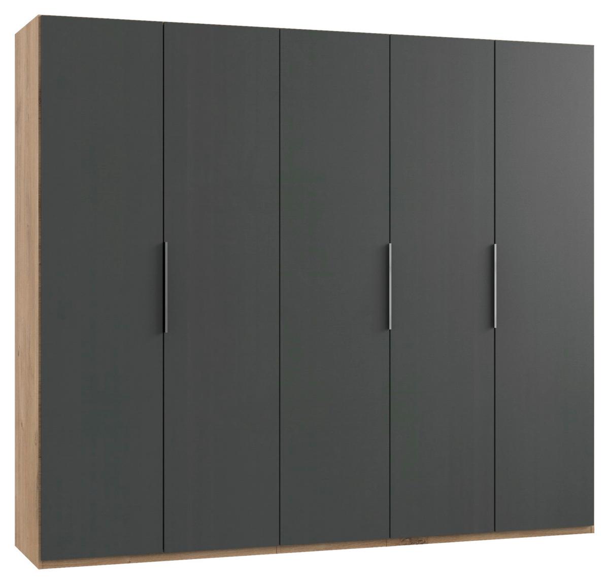 Drehtürenschrank B: 250 Cm Level, Graphitfarben/eiche Dekor - Eichefarben/Graphitfarben, MODERN, Holzwerkstoff (250/216/58cm) - MID.YOU