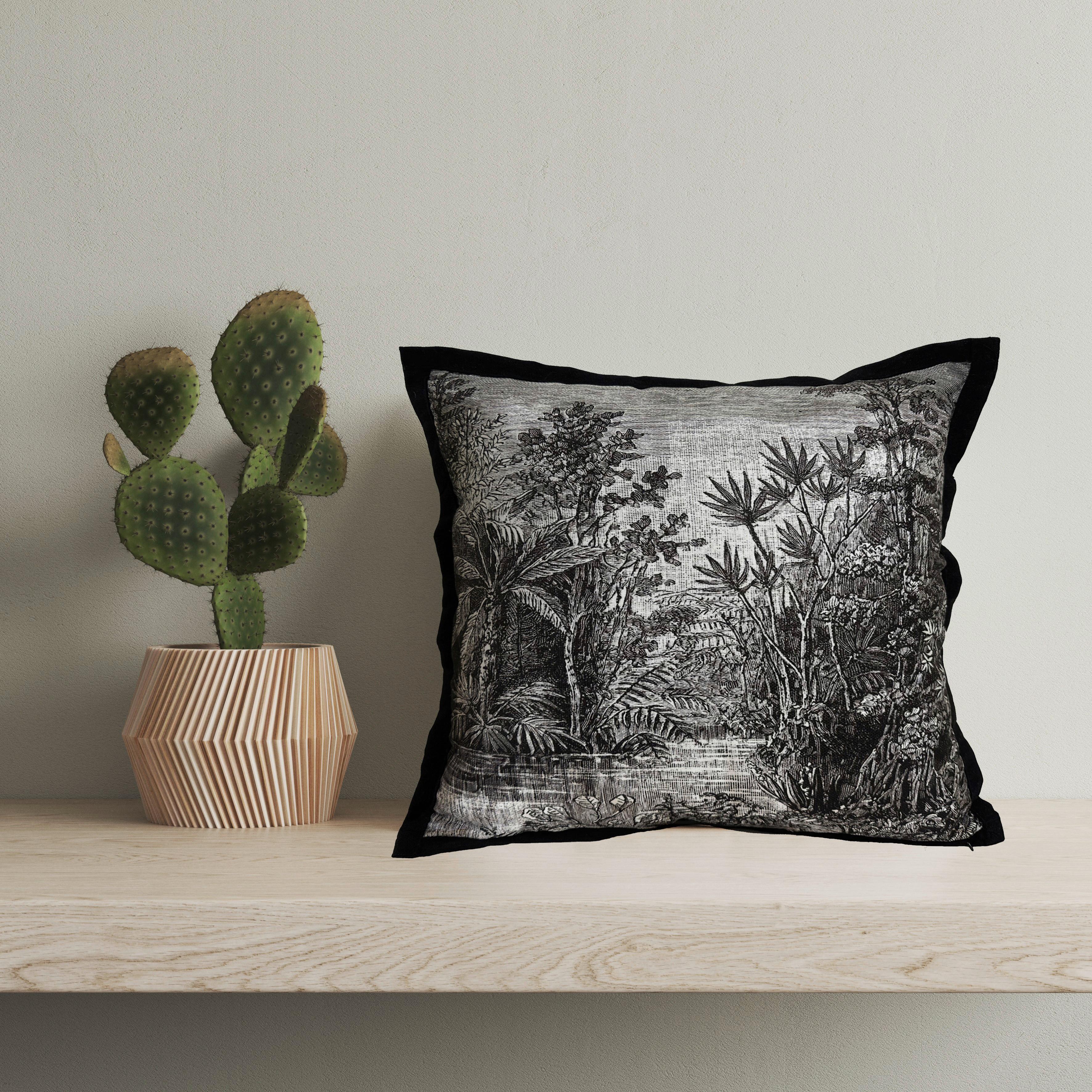 Zierkissen Odette - Schwarz/Weiß, ROMANTIK / LANDHAUS, Textil (45/45cm) - James Wood