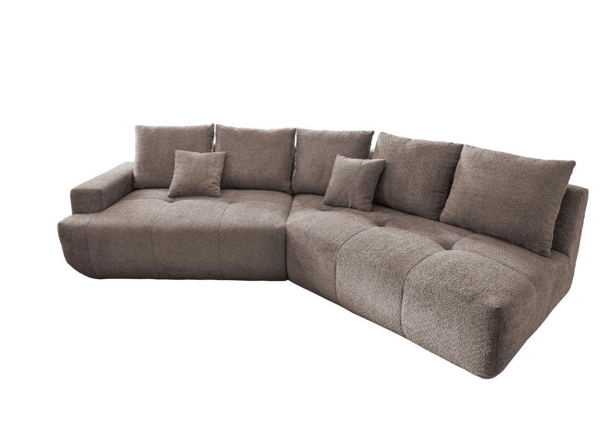 Big Sofa Fertilia Mit Kissen B: 323 Cm Taupe Bouclé - Taupe/Schwarz, MODERN, Textil (323/91/155cm) - Livetastic