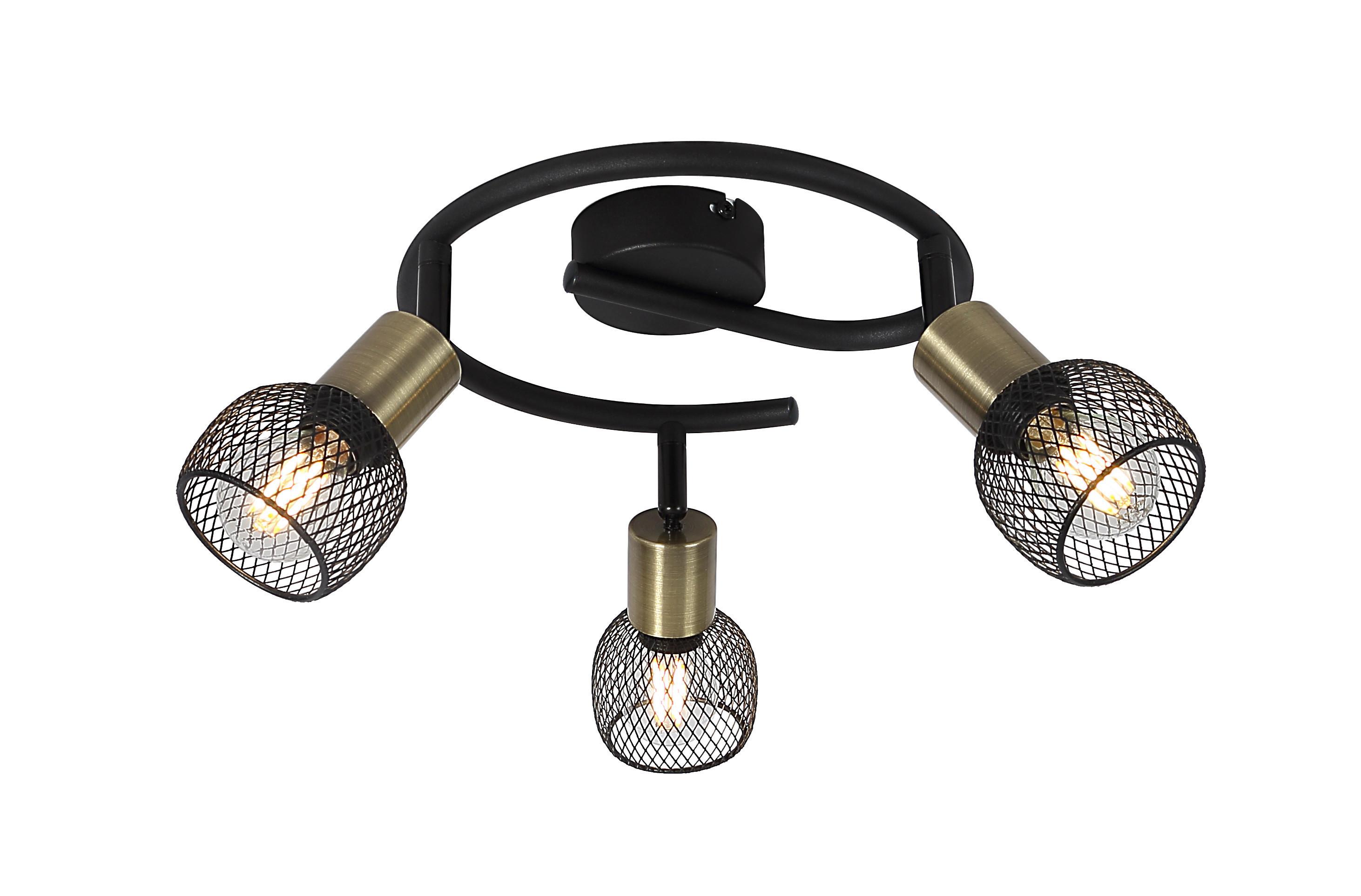 Strahler Fiastra 3-Flammig verstellbar Ø 23 cm - Schwarz, Basics, Metall (23/14cm) - Globo