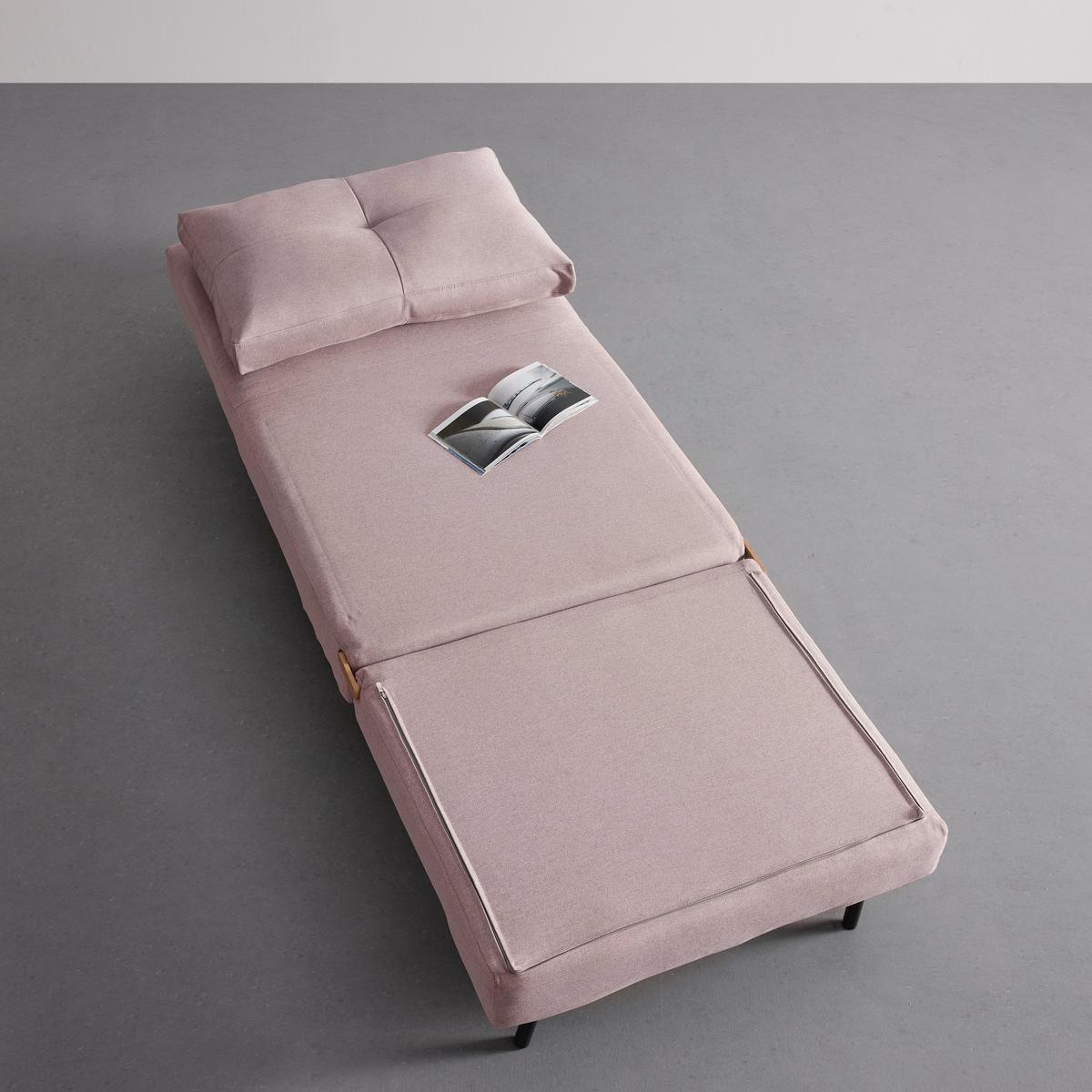 Rozkladacia pohovka Malic - ružová - ružová/farba duba, Modern, kov/textil (80/84/90cm) - Bessagi Home