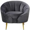 Sessel Stella Dunkelgrau B: 87 Cm - Dunkelgrau/Messingfarben, Design, Holz/Textil (87/76/82cm) - Livetastic