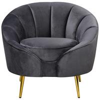 Sessel Stella Dunkelgrau B: 87 Cm - Dunkelgrau/Messingfarben, Design, Holz/Textil (87/76/82cm) - Livetastic