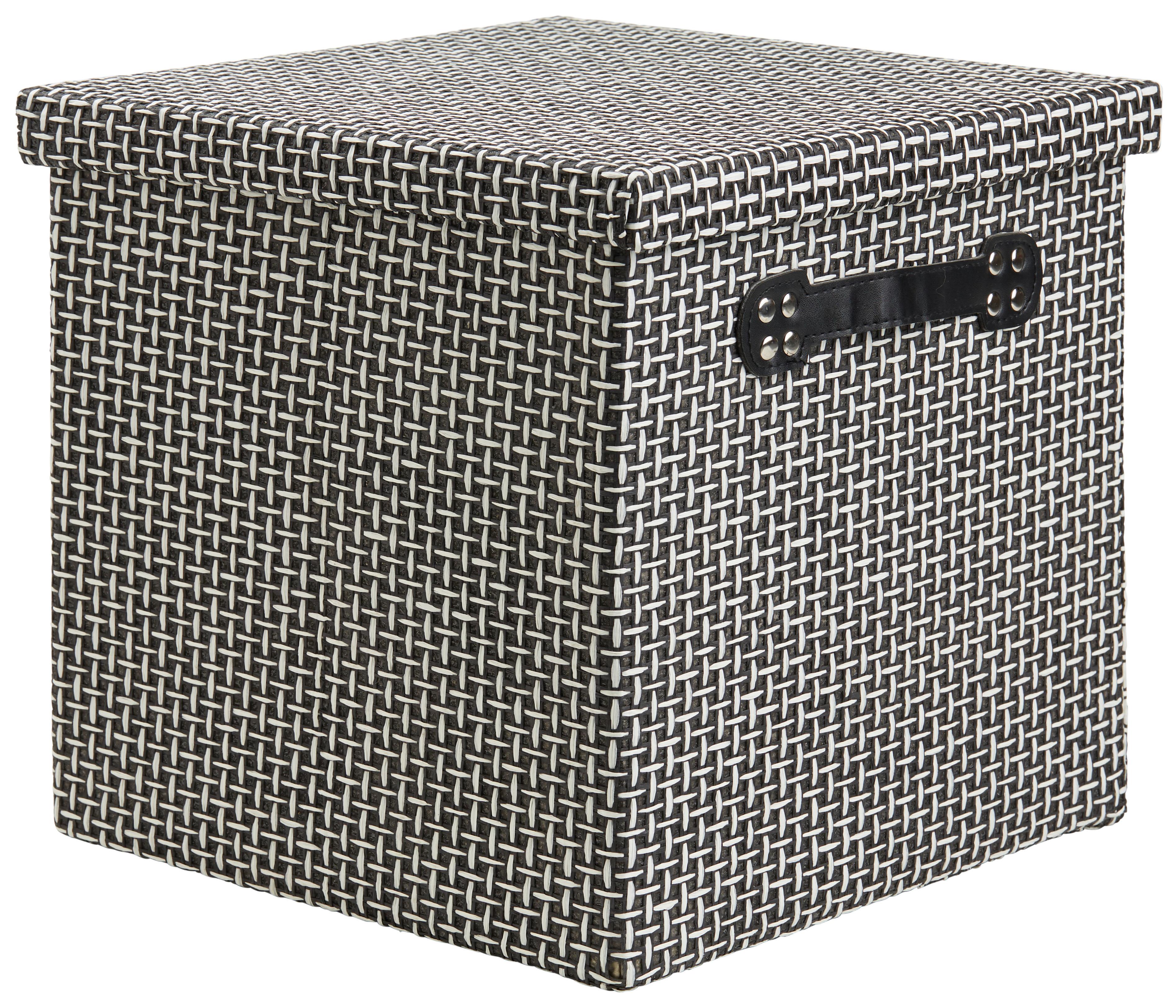 Box S Víkem Foldable -Paz- - bílá/černá, karton/textil (29,5/28/30cm) - Modern Living