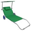 Sonnenliege Metall/textil Mit Rollen/sonnendach - Grün, Basics, Textil/Metall (165/16/65cm) - Gardenson