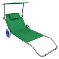 Sonnenliege Metall/textil Mit Rollen/sonnendach - Grün, Basics, Textil/Metall (165/16/65cm) - Gardenson