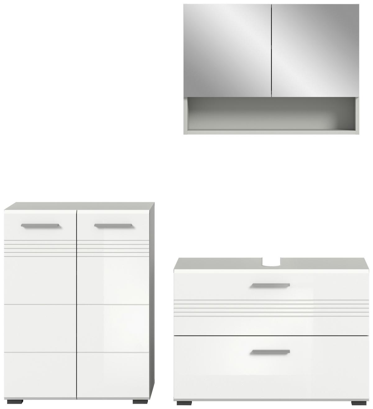 Badezimmer Copa Grau Weiß Hg B: 140 cm - Weiß Hochglanz/Schwarz, MODERN, Holzwerkstoff (140cm) - MID.YOU