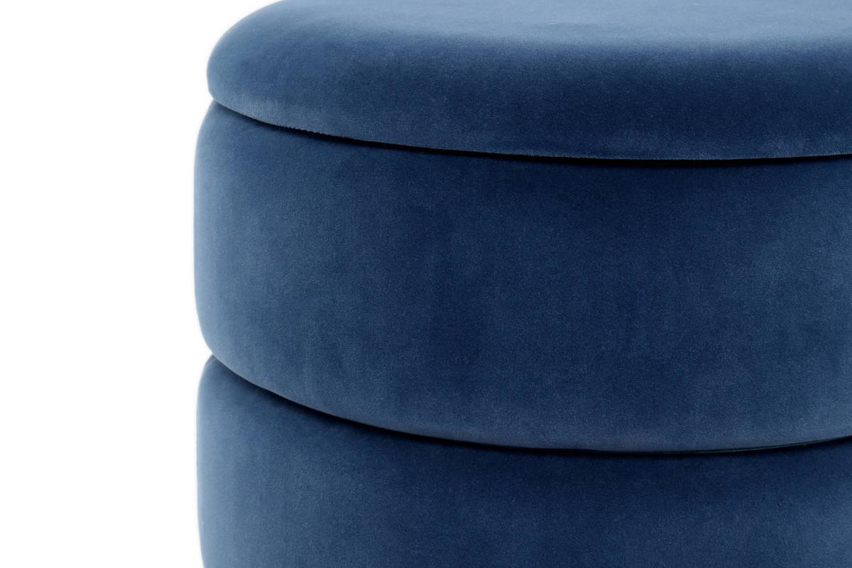 Hocker Pouf Samt/Eisen Dunkelblau/Silbern H: 41 cm - Silberfarben/Dunkelblau, Basics, Holzwerkstoff/Kunststoff (37,5/41/37,5cm) - Kayoom