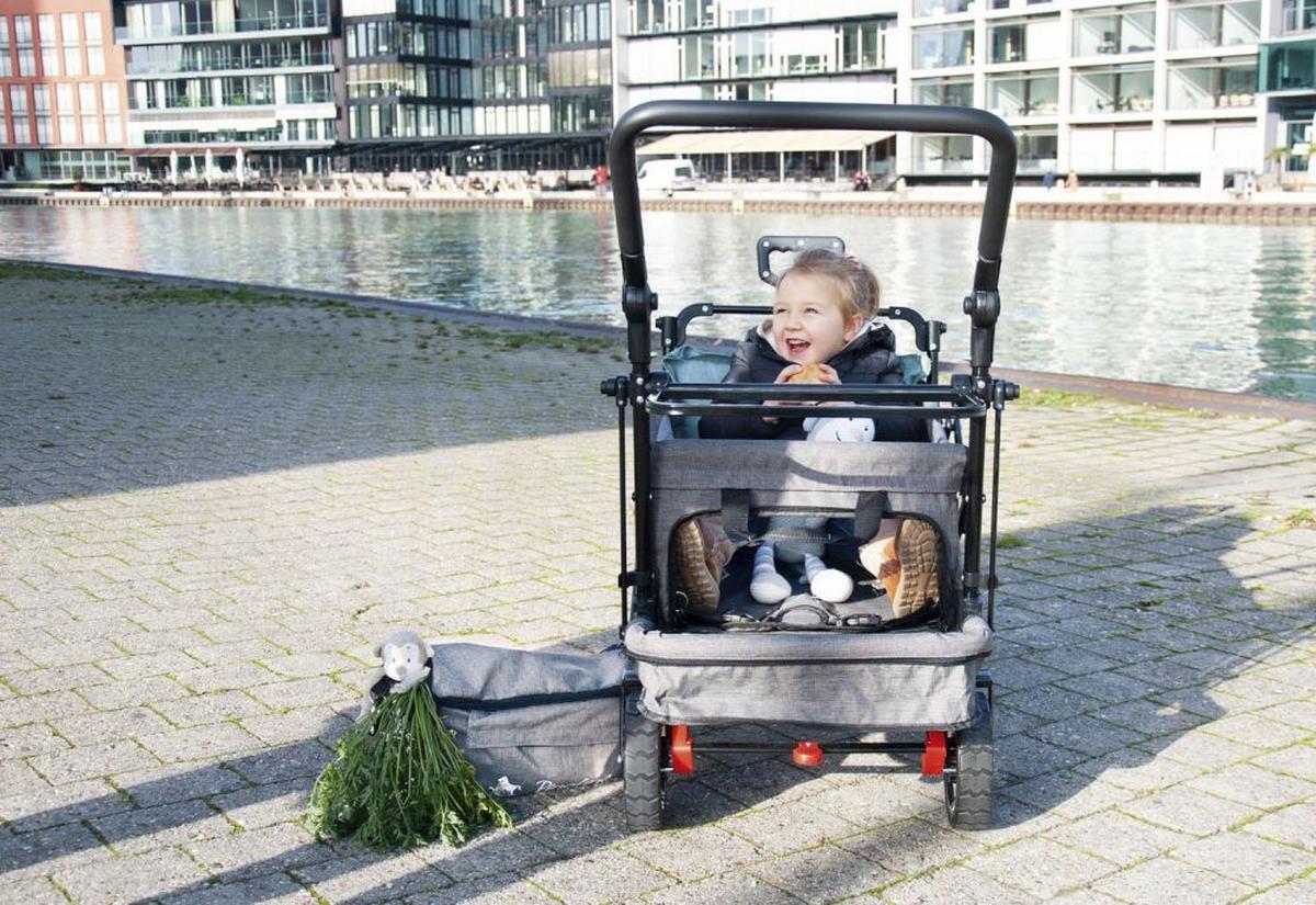 Bollerwagen Klappbollerwagen Addplus - Grau, Basics, Textil/Metall (120/56/67cm) - Pinolino