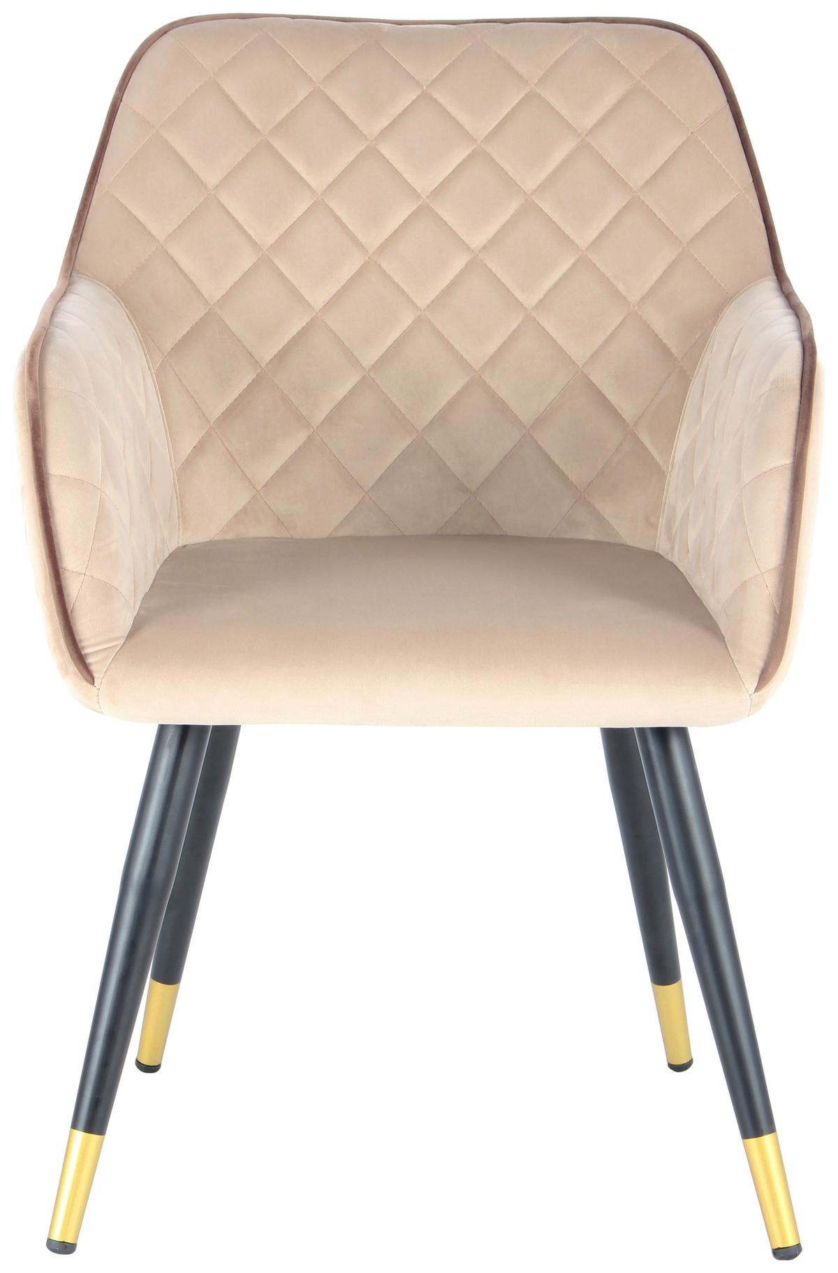 Armlehnstuhl Amino 525 - Beige/Goldfarben, MODERN, Textil/Metall (58,8/86/61cm) - Kayoom