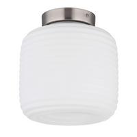 Deckenleuchte Kladora Weiß Nickelfarben D: 20 cm - Weiß/Nickelfarben, KONVENTIONELL, Glas/Metall (20/21cm) - Globo