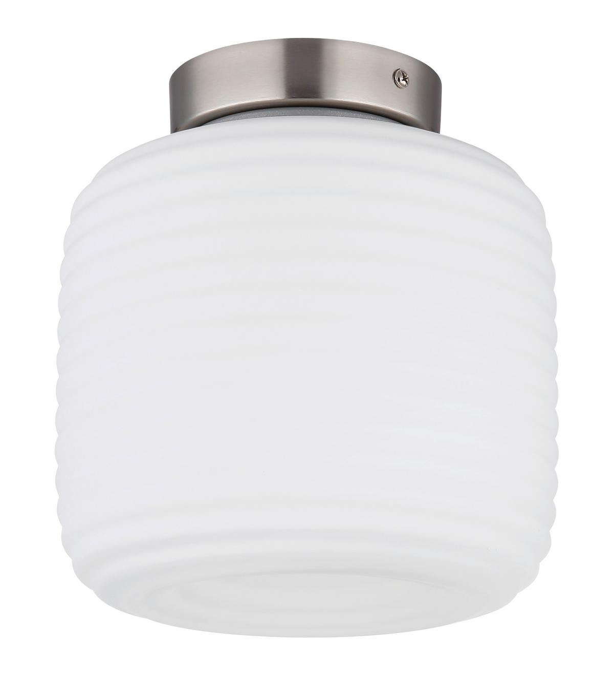 Deckenleuchte Kladora Weiß Nickelfarben D: 20 cm - Weiß/Nickelfarben, KONVENTIONELL, Glas/Metall (20/21cm) - Globo