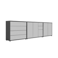 Sideboard Mailand Anthrazit/weiß B: 263,5cm - Anthrazit/Schwarz, MODERN, Holzwerkstoff (263,5/73/33cm) - MID.YOU
