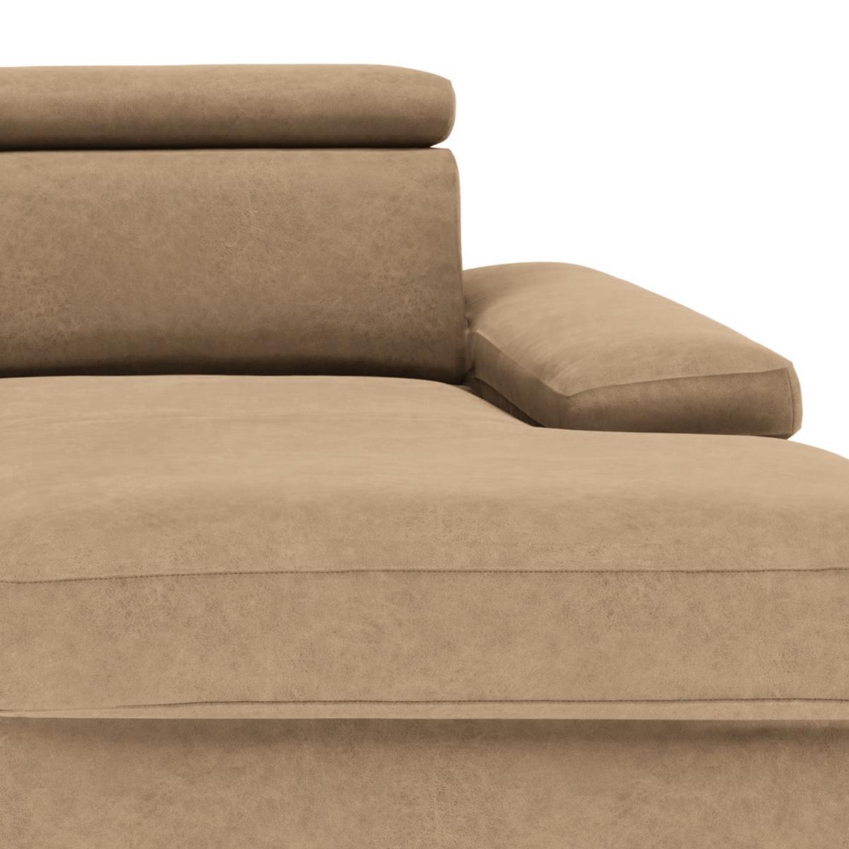 Ecksofa Elvis Sandfarben S: 259x182 Cm - Sandfarben/Silberfarben, KONVENTIONELL, Textil (259/182cm) - Trendmanufaktur