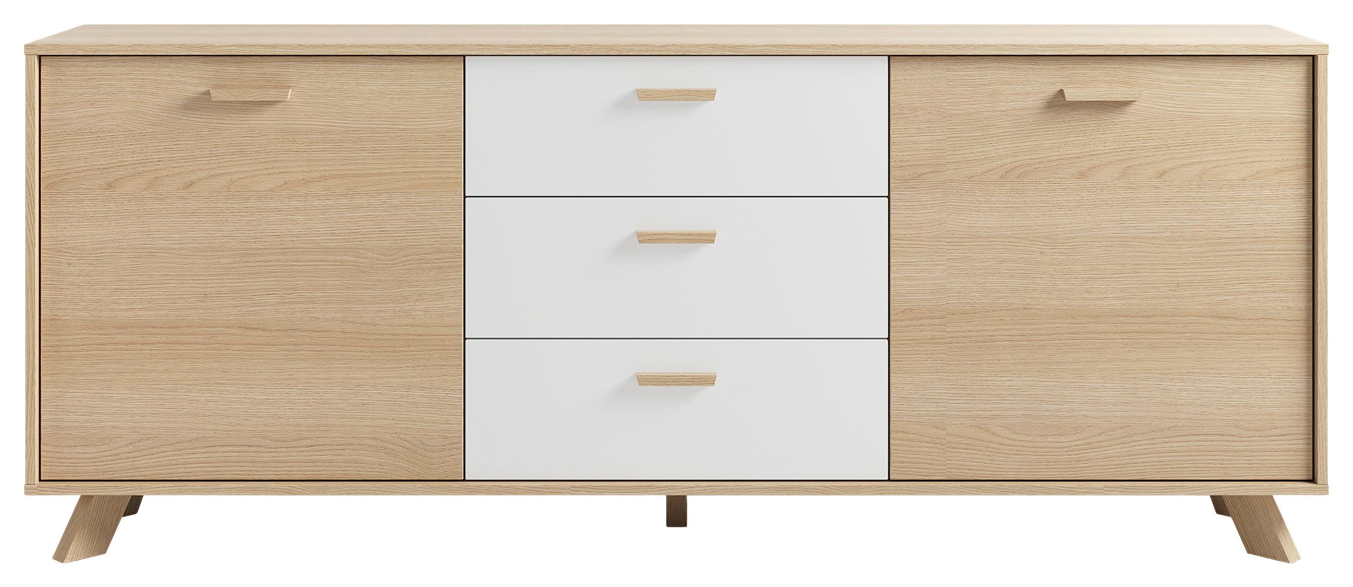 Sideboard Bastian Eiche Bianco/Weiß B: 180 cm - Eiche Bianco/Eichefarben, Design, Holz/Holzwerkstoff (180/72,5/36,5cm) - MID.YOU