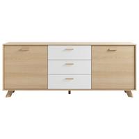 Sideboard Bastian Eiche Bianco/Weiß B: 180 cm - Eiche Bianco/Eichefarben, Design, Holz/Holzwerkstoff (180/72,5/36,5cm) - MID.YOU