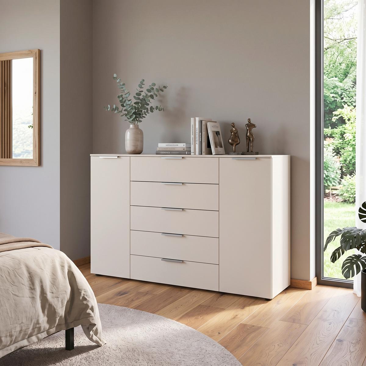 KOMMODE Flipp Champagner B: 160 cm - Champagner/Schwarz, MODERN, Holzwerkstoff (160/100/42cm) - Rauch Möbel