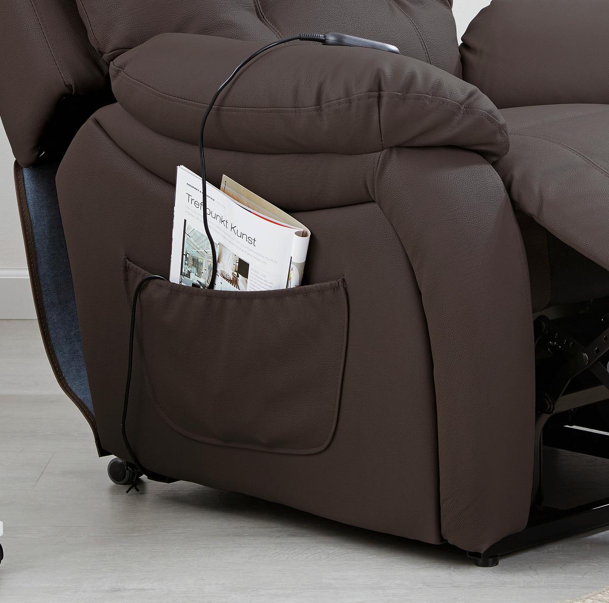 Fernsehsessel Elektrisch Mario Lederlook Braun - Schwarz/Braun, KONVENTIONELL, Kunststoff/Textil (89/107-79/94-165cm) - James Wood