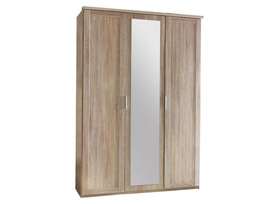 Drehtürenschrank mit Spiegel 135cm Nadja, Sägerau Dekor - Eichefarben, KONVENTIONELL, Glas/Holzwerkstoff (135/210/58cm) - Cantus Drehtürenschrank mit Spiegel 135cm Nadja, Sägerau Dekor - Eichefarben, KONVENTIONELL, Glas/Holzwerkstoff (135/210/58cm) - Cantus