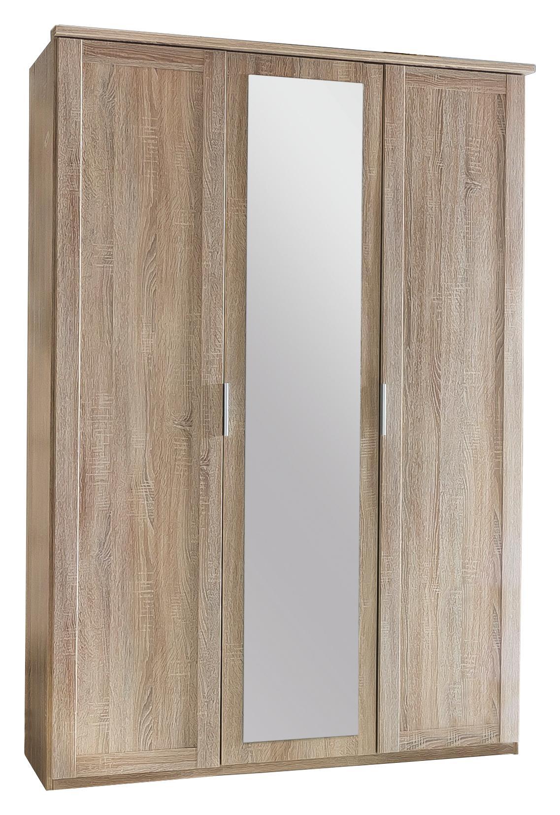 Drehtürenschrank Nadja B: ca. 135 cm - Eichefarben, KONVENTIONELL, Glas/Holzwerkstoff (135/208/58cm) - Cantus