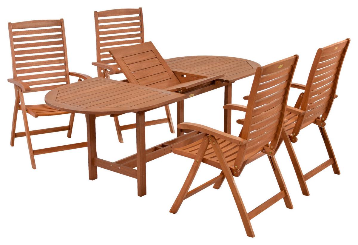 Gartengarnitur 5-Tlg. La Plata Echtholz - Akaziefarben, ROMANTIK / LANDHAUS, Holz - Gardenson